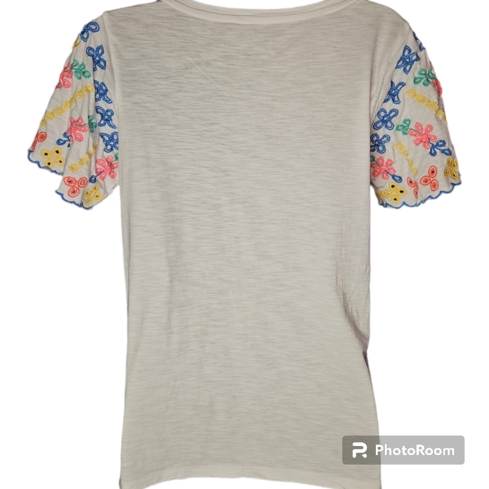 Talbots Floral Embroidery Short Sleeve Top - Picture 3 of 3
